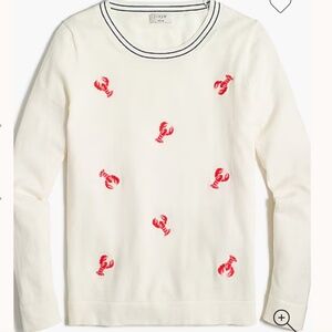 NWT J Crew Teddie Embroidered Sweater Lobster Knit Top Size S